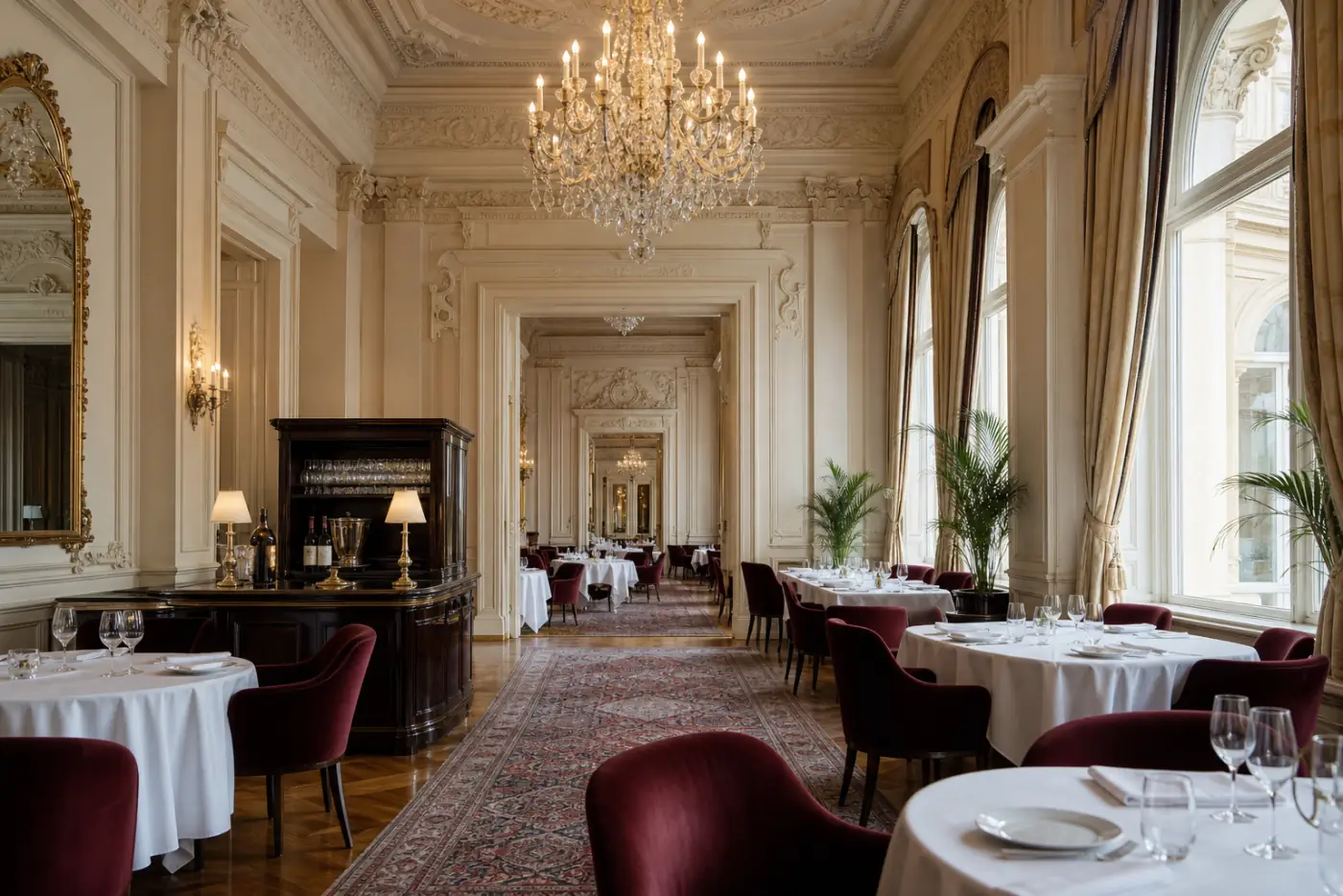 Prázdný jídelní sál restaurace Palace Bohemia
